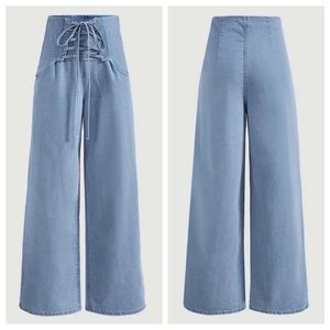 NWT SHEIN MOD Lace Front Wide Leg Jeans